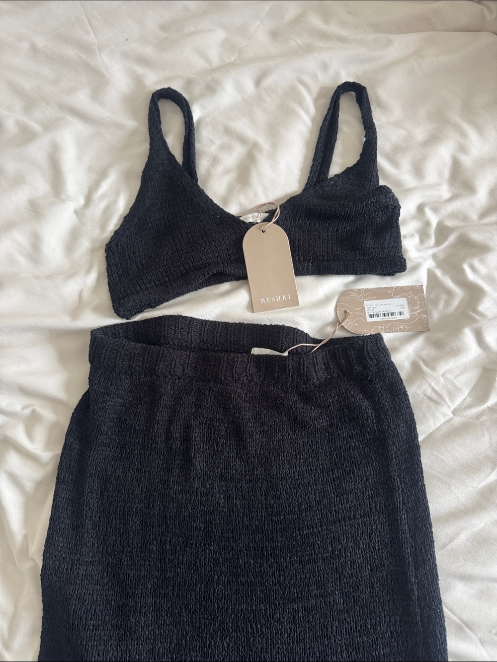 Meshki Black Knit Skirt Set - Bralette & Skirt